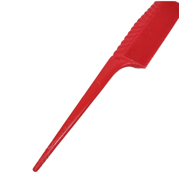 Vintage Hair Comb Unbreakable Rat Tail Teasing Plastic Retro 1980s USA Red 8" - Picture 4 of 7